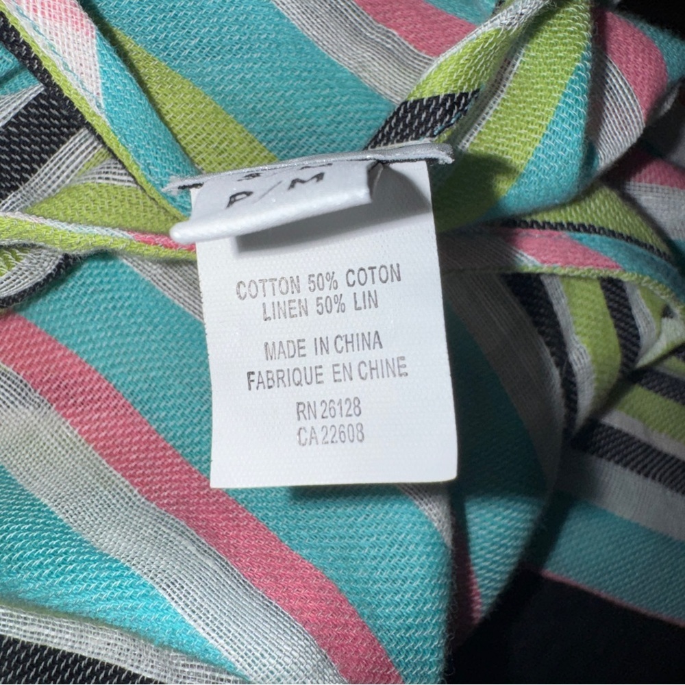 Echo Striped Cotton Linen Oversized Poncho Top S/M - Picture 8 of 8